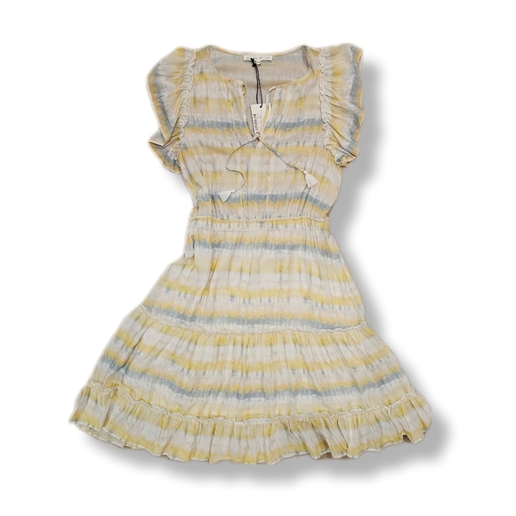 MELISSA NEPTON | Panama Flutter Sleeve Striped Dye Print Tiered Dress - Picture 2 of 5